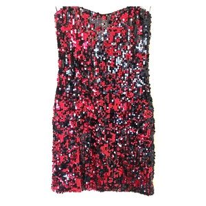 Black & Red Sequin Party Dress